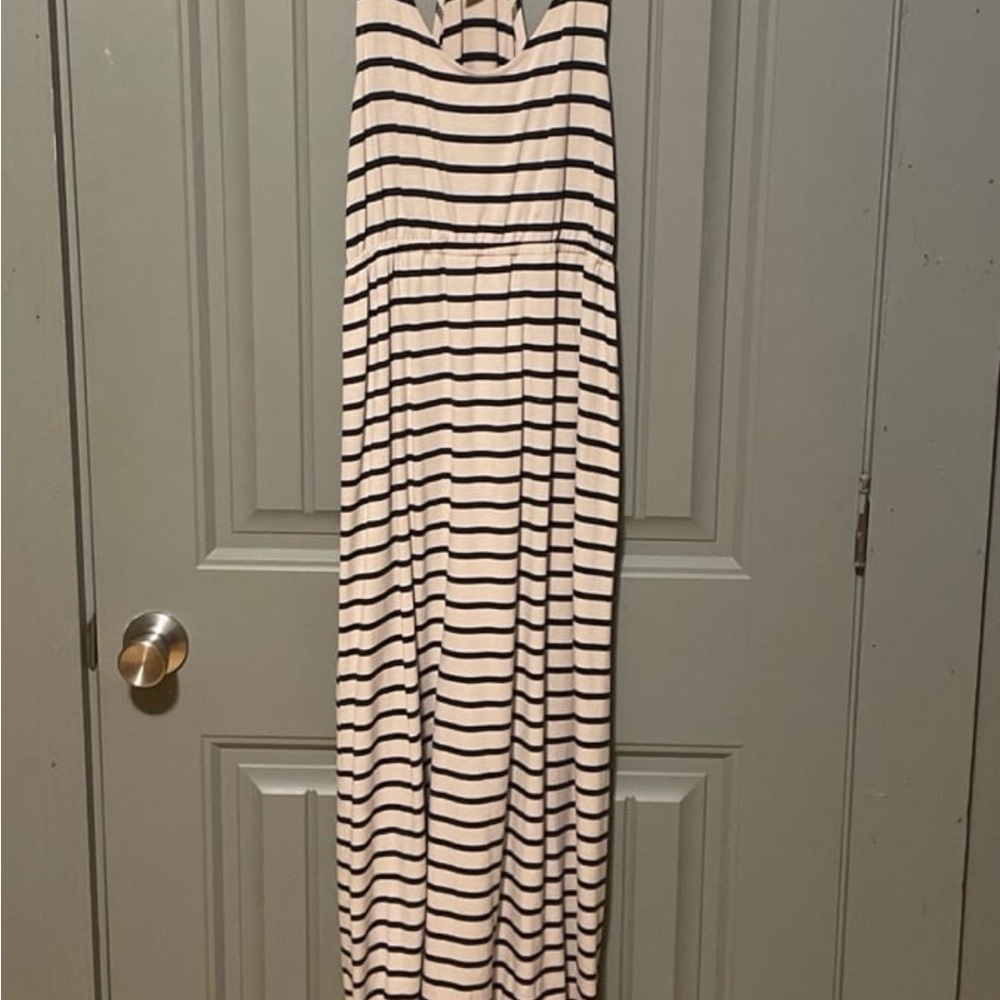 Just Be Black and White Striped Maxi Dress